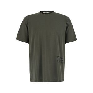 Fendi Men Green T-Shirt With Tone-On-Tone Logo On The Side In Cotton For Men